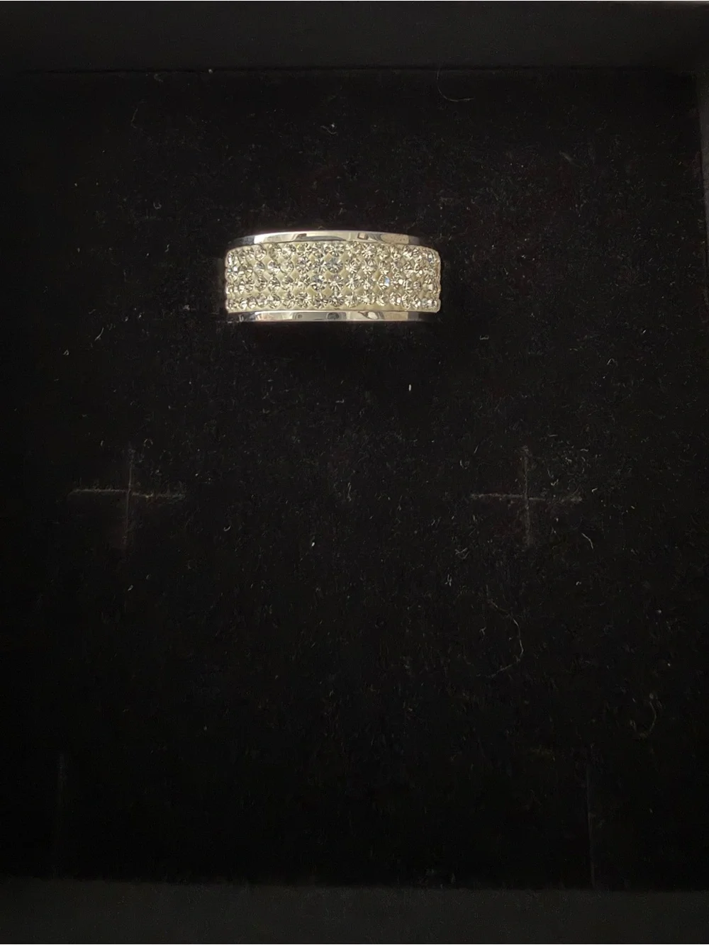 QVC Silver Pave Crystal Wide Band Ring